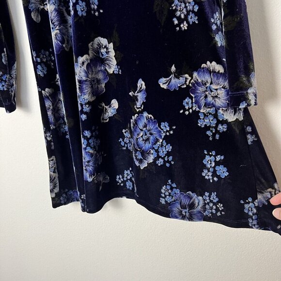 Vintage 90s Y2K Velvet Floral Mini Dress A-line Whimsigoth Romantic Size 4 - Picture 3 of 5